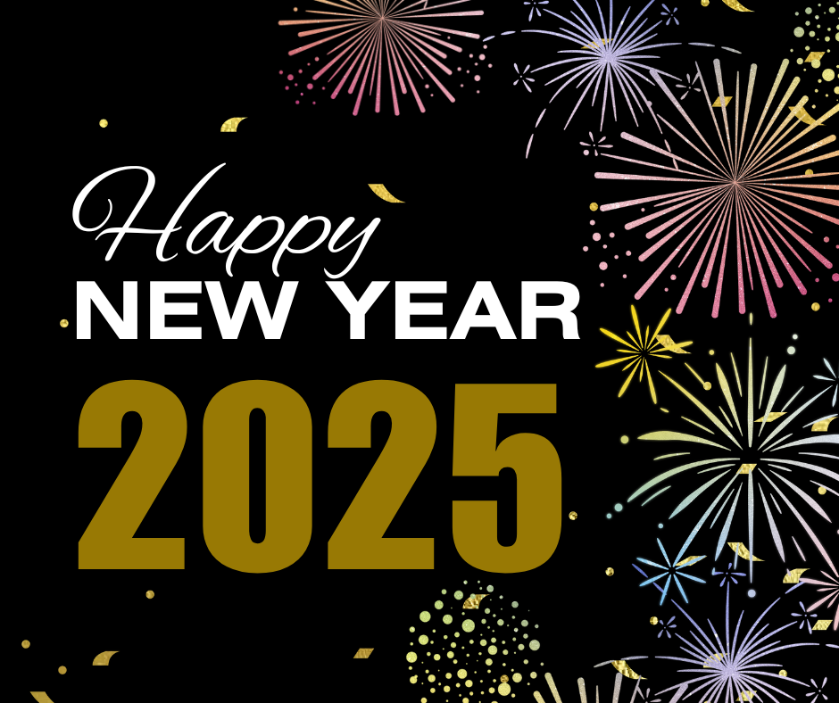 Black and Gold Illustrative Happy New Year Facebook Post